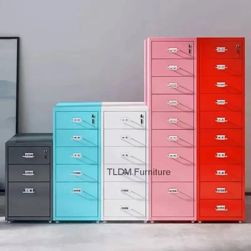 Armadietto Mobile Moderno con Cassetti Bloccabili in Metallo, Scaffale Multilivello per Archiviazione, Organizzatore da Scrivania per Ufficio, Mobile Semplice per Casa