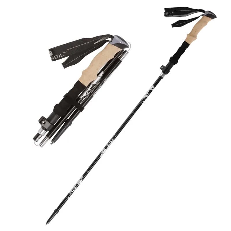 Trekking Sticks in Ultralight Aluminum Alloy at 5 Sections, Stroller Stick, Trail Running and Hiking Sticks, Alpenstock Folding Telescopic