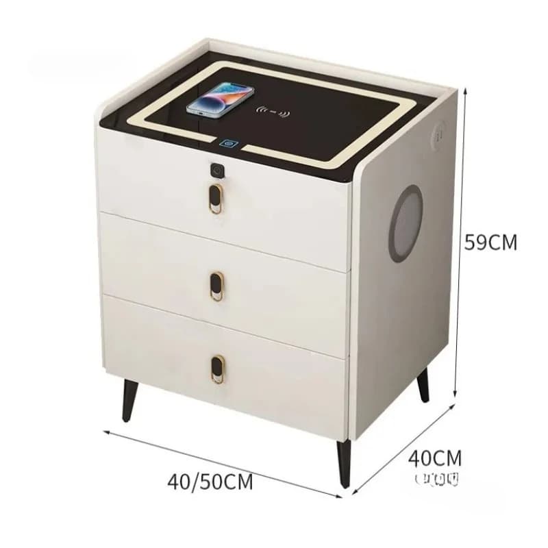 & Luxury Nightstands Smart Bedside Tables with Fingerprint Lock Wireless Charging Bluetooth Bedside Cabinets for Bedroom Furnitu