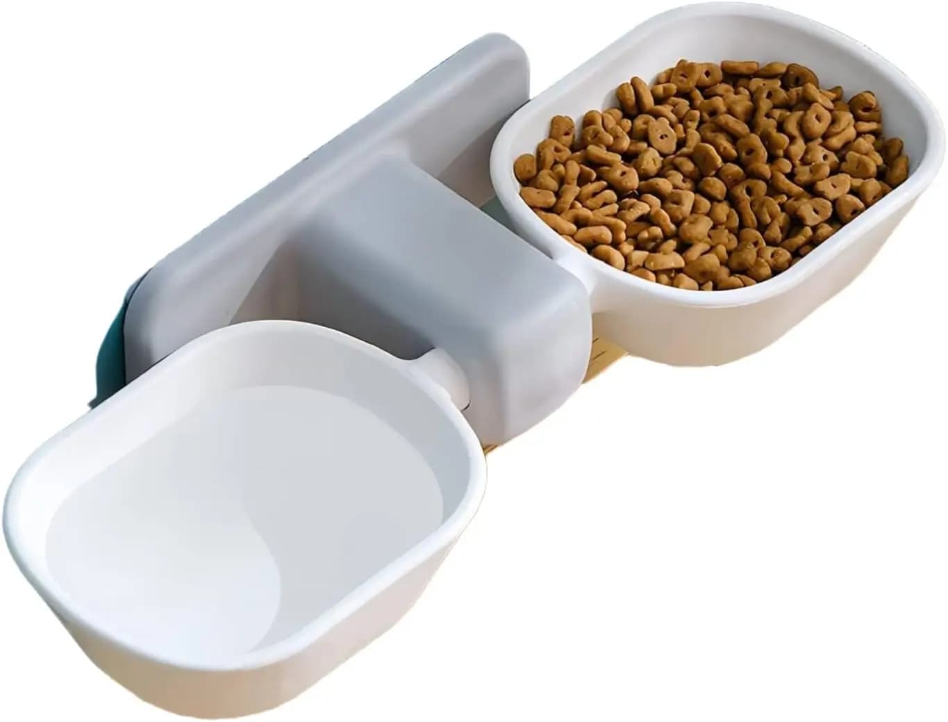Ciotole per Gatti a Prova di Cani, Set di Ciotole Doppie da Parete per Cibo e Acqua, Stazione di Alimentazione Rialzata per Animali Domestici, Bianco
