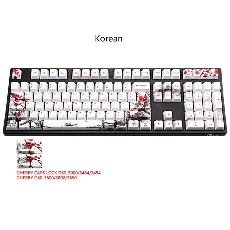 E74D 108 Chiavi Wangjiang Plum Blossom Keycap Dye Sublimation OEM Profilo Tasta tastiera meccanica per tastiera per GH60 XD64