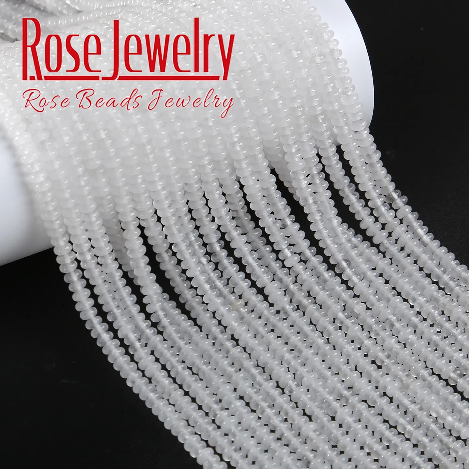 Perline sfuse del distanziatore del disco dell'abaco rondelle del tubo di giada bianca di pietra naturale per la creazione di gioielli, accessori fai da te