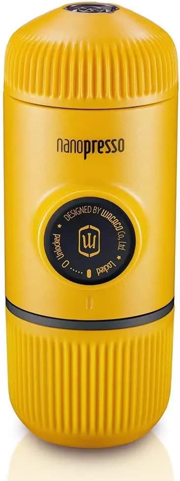 Macchina per Espresso Portatile, Pressione 18 Bar, Macchina da Caffè Manuale per Campeggio, Escursionismo, Viaggi, Gialla