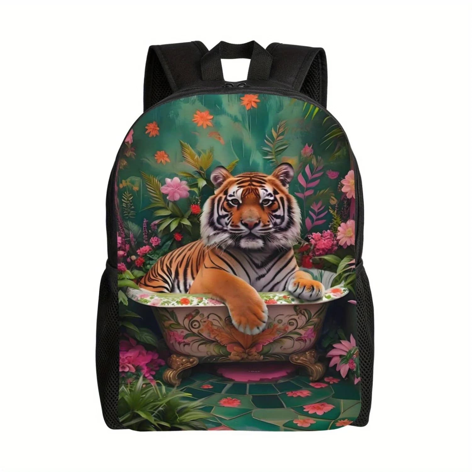 Zaino per adolescenti con stampa tigre, borsa a tracolla da viaggio per laptop e tablet, zaino casual