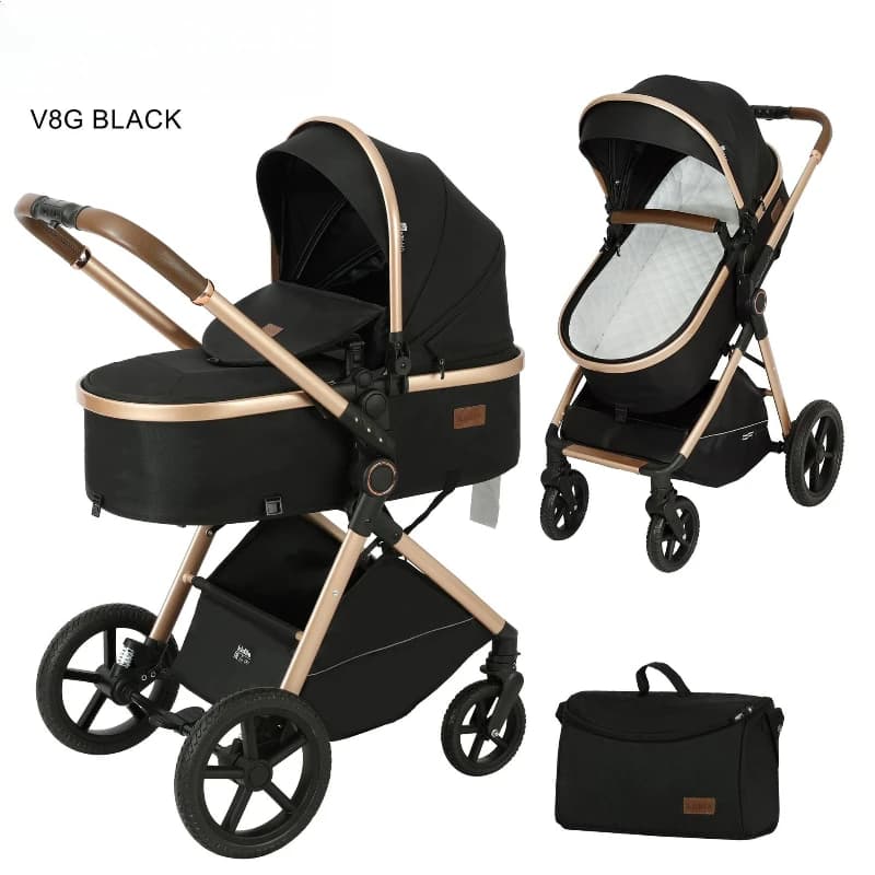 Passeggino 2 in 1 ad alta visibilità Passeggino pieghevole e leggero Passeggino ammortizzante a quattro ruote reversibile