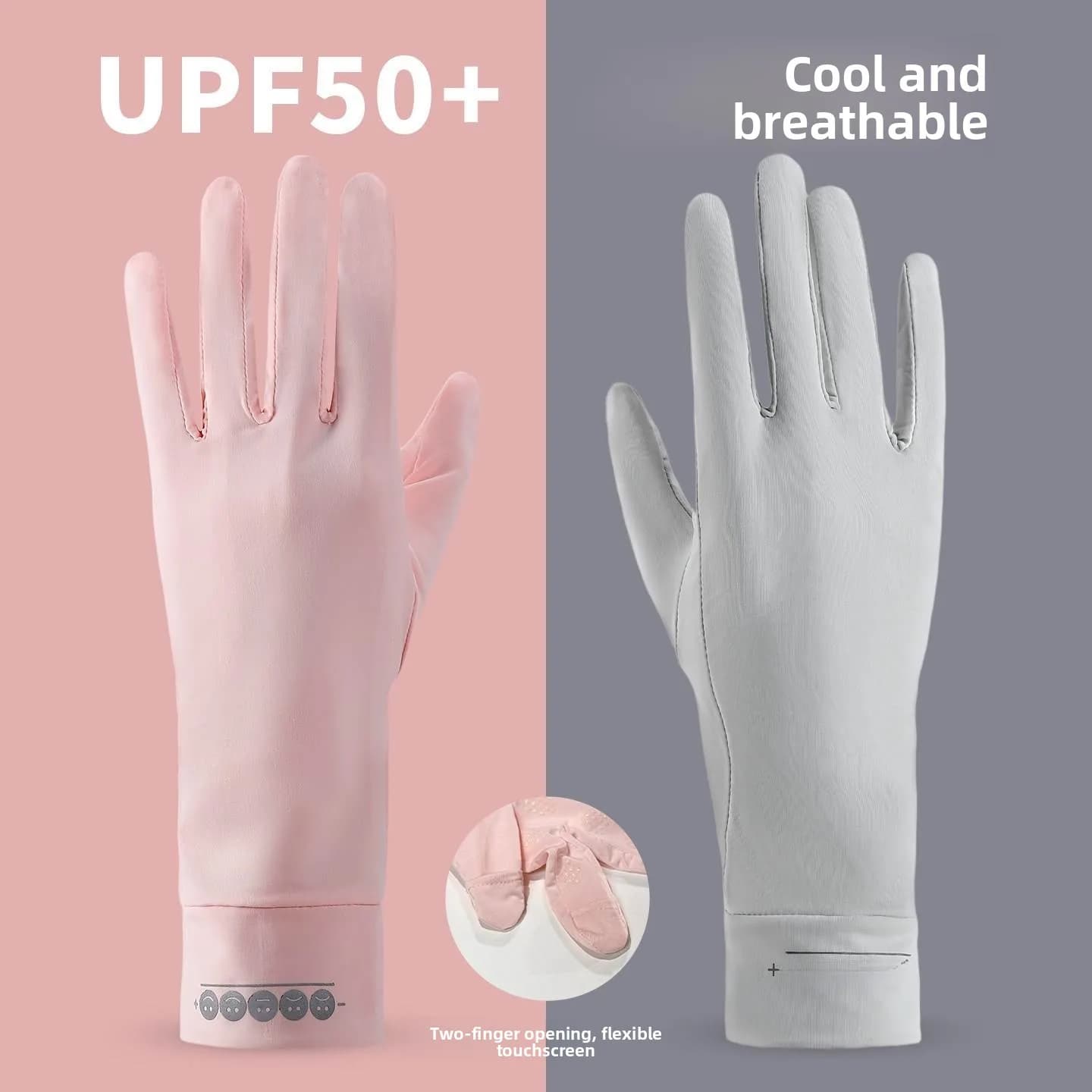 Guanti da Ciclismo in Seta Ghiacciata con Protezione Solare, Leggeri, Anti-UV, Antiscivolo, Compatibili con Touch Screen, Mezze Dita per Donne
