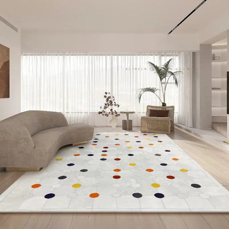 Colorful Dot Kid Room Carpet Handmade Real Cowhide Living Room Area Rug Modern Simple Customize Large Rug for Bedroom Study Mat