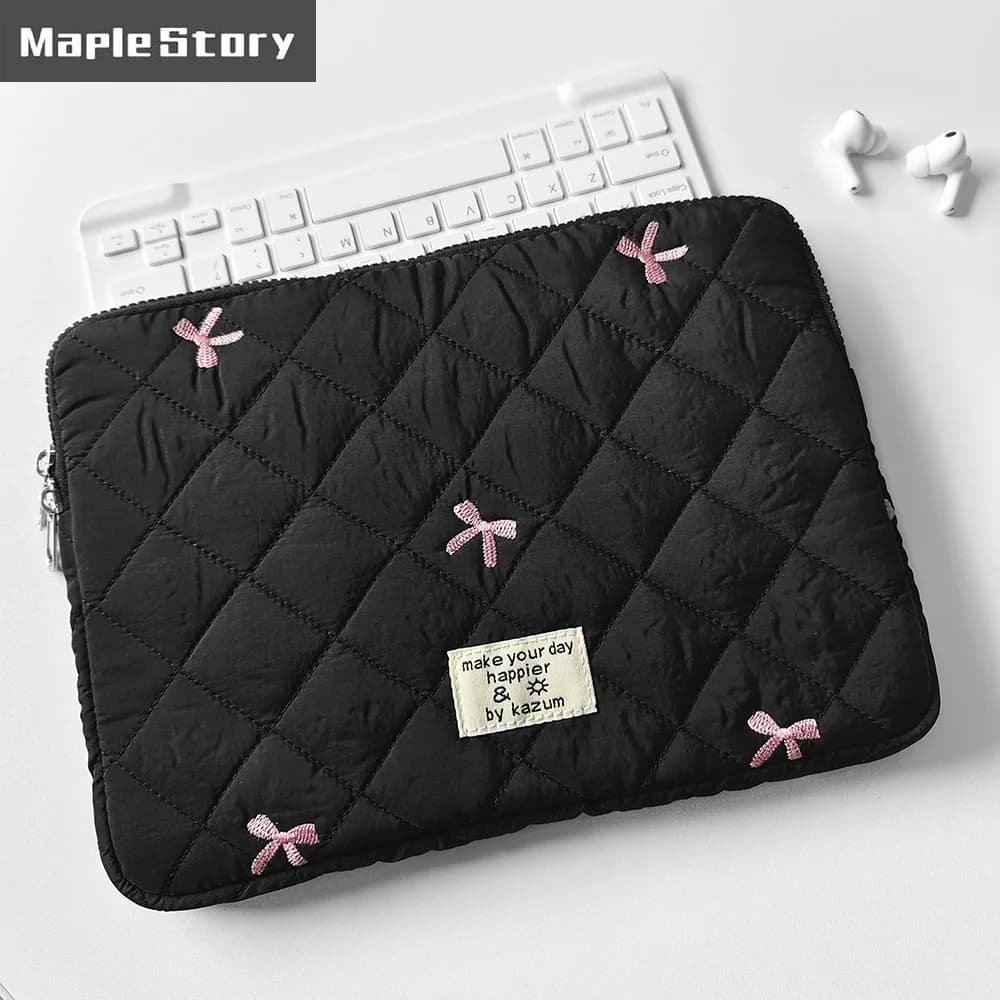 Custodia per laptop con ricamo a fiocco da 13, 14, 15.6, 16 pollici per MacBook Air 13 Pro, Xiaomi, Lenovo, Dell, custodia morbida per notebook, custodia per iPad da 11 pollici