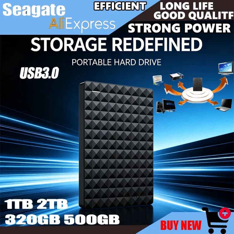 Hard Disk Esterno Portatile Seagate OEM Expansion, 320GB/500GB/1TB/2TB, USB 3.0, 2.5 Pollici