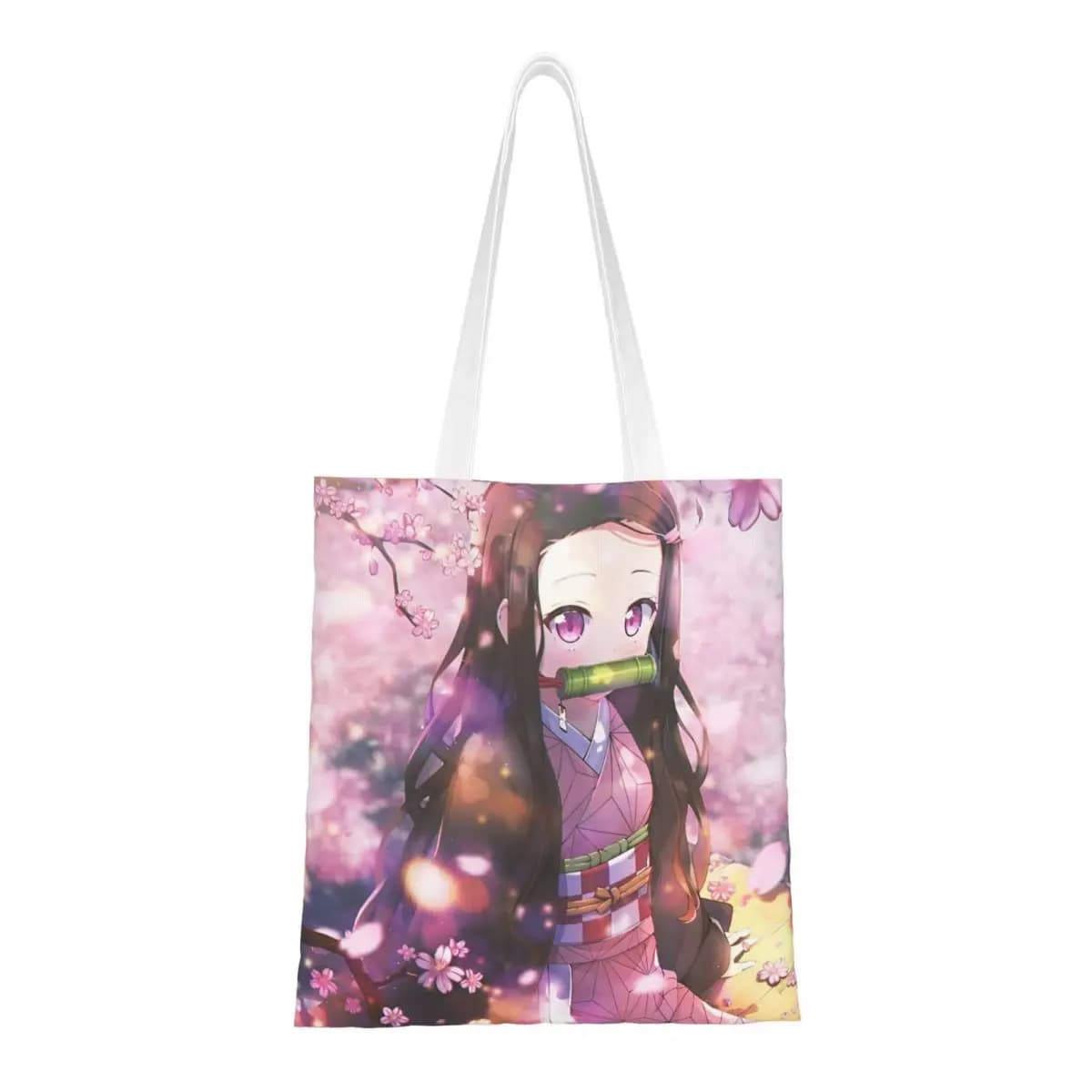 Women's Demon Slayer Nezuko Kamado Tote Bag Canvas Shopping Bag for Student Bags