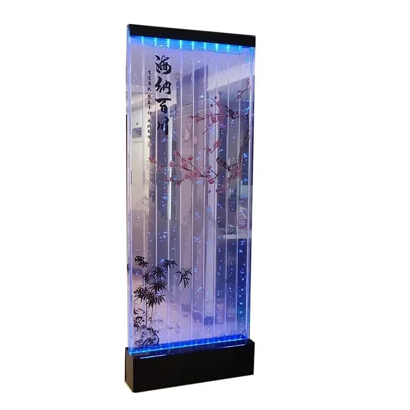 A Intelligent water curtain wall, flowing screen partition, living room, indoor office decoration, entrance, acrylic bubble w