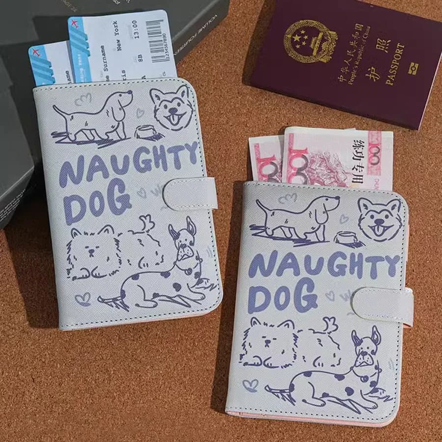 Graffiti Dog Uomo Donna Custodia impermeabile per passaporto Custodia da viaggio Portafoglio per carte di credito in pelle PU Copertina per passaporto