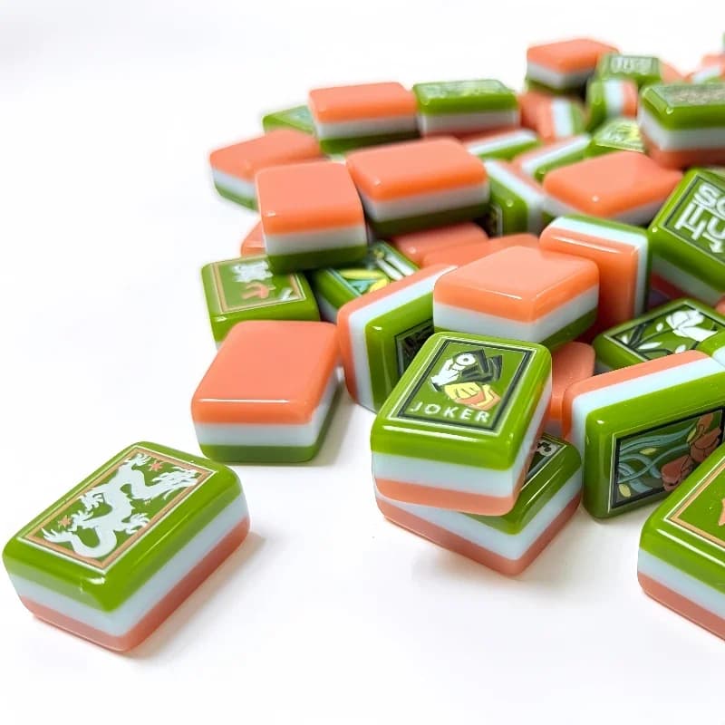 Forniture nuove: set di 160 tessere da mahjong americano in acrilico inciso a 4 strati, lussuoso, verde artistico, mini da viaggio