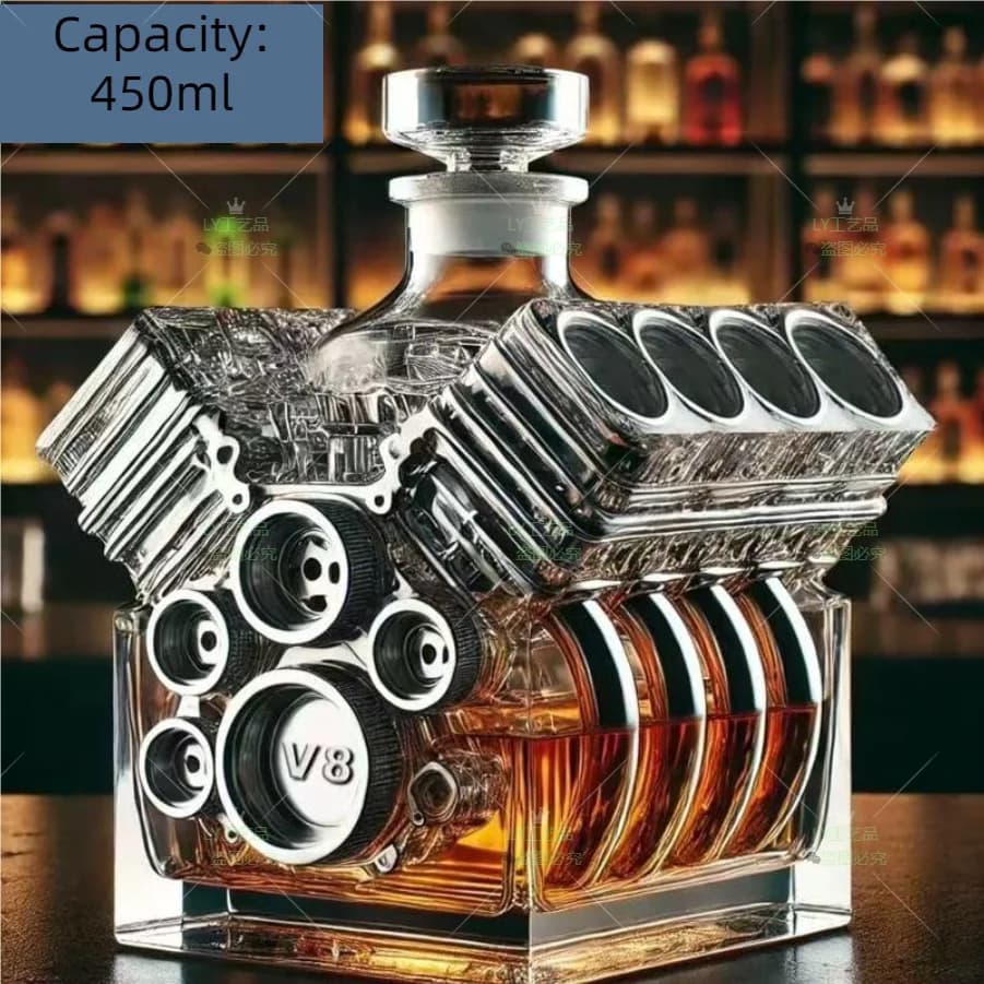 Bottiglia di whisky Decanter per alcol Motori V8 Forma Decorazione del vino Gadget da bar per Tequila Bourbon Brandy Compleanno Retiremen