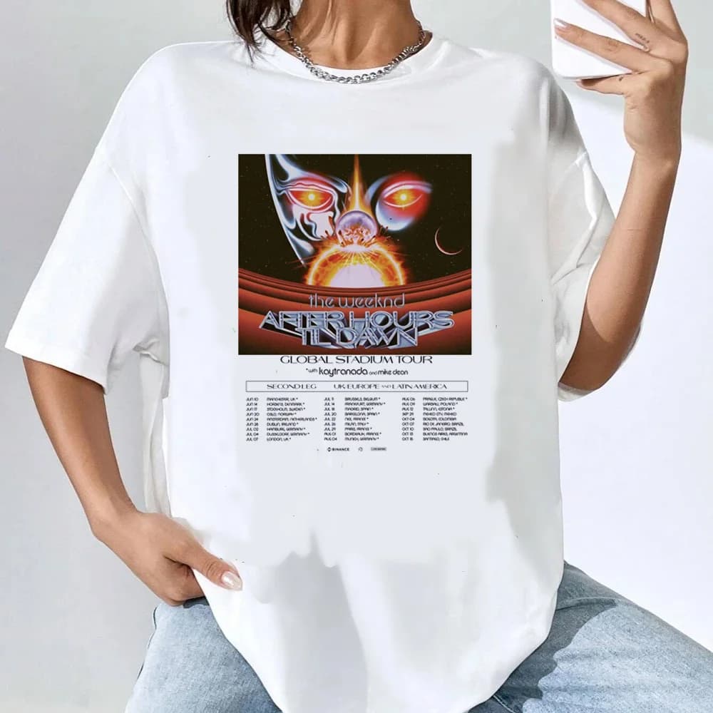 The Weeknd Psychedelic Vintage T-Shirt 80s Retro Gothic Graphic Tee Korean Streetwear Women Pop Culture Casual Top Hot Sale