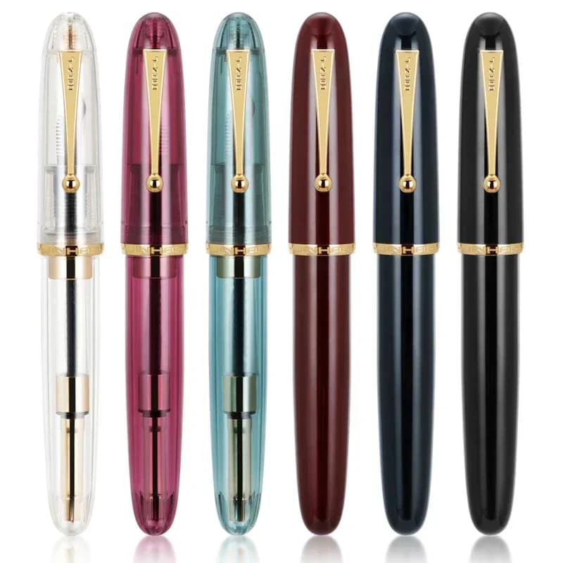 New Jinhao 9019 Transparent Color Resin Fountain Pen Supplies 0.5/0.7mm Ink Student School Stationery Business Office Supplies G