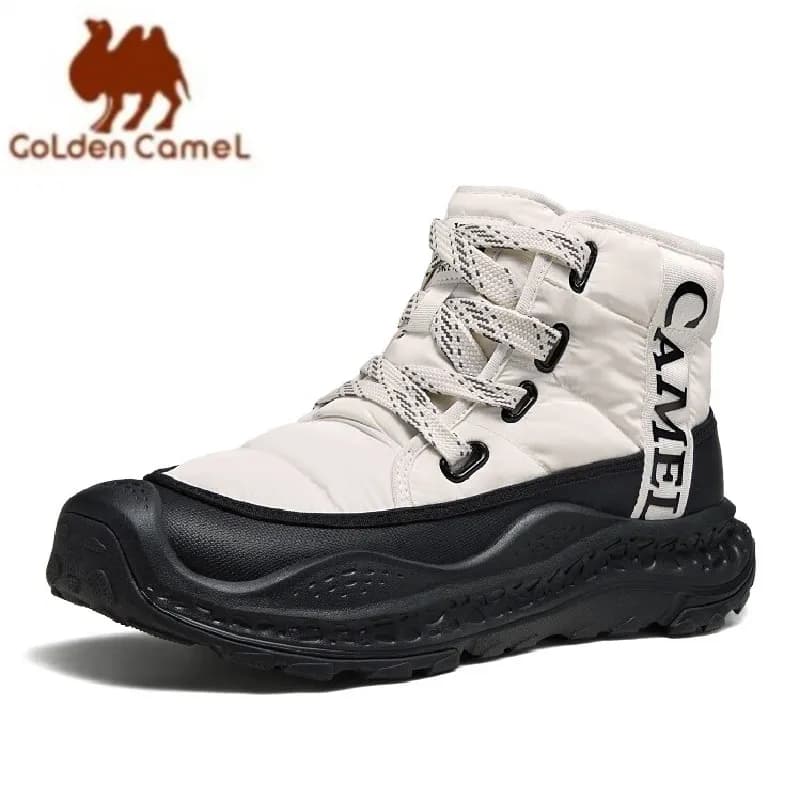 GOLDEN CAMEL Stivali da neve invernali da uomo Scarpe in cotone antiscivolo con suola spessa con riscaldamento da arrampicata Stivale alto caldo in velluto per la stagione fredda