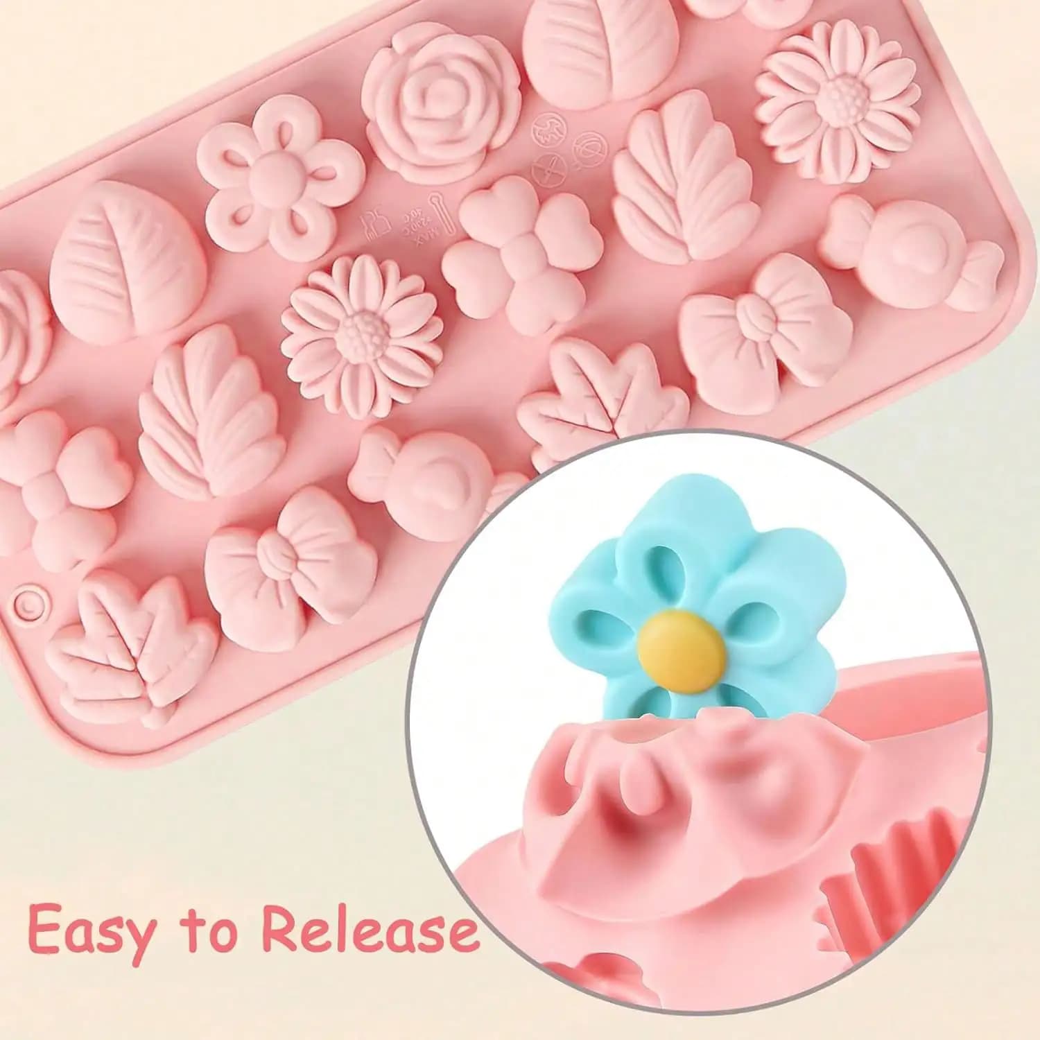 Stampo in Silicone per Cioccolatini a Tema Floreale, Stampi Riutilizzabili per Dolci, per Cioccolato, Cubetti di Ghiaccio e Cupcake