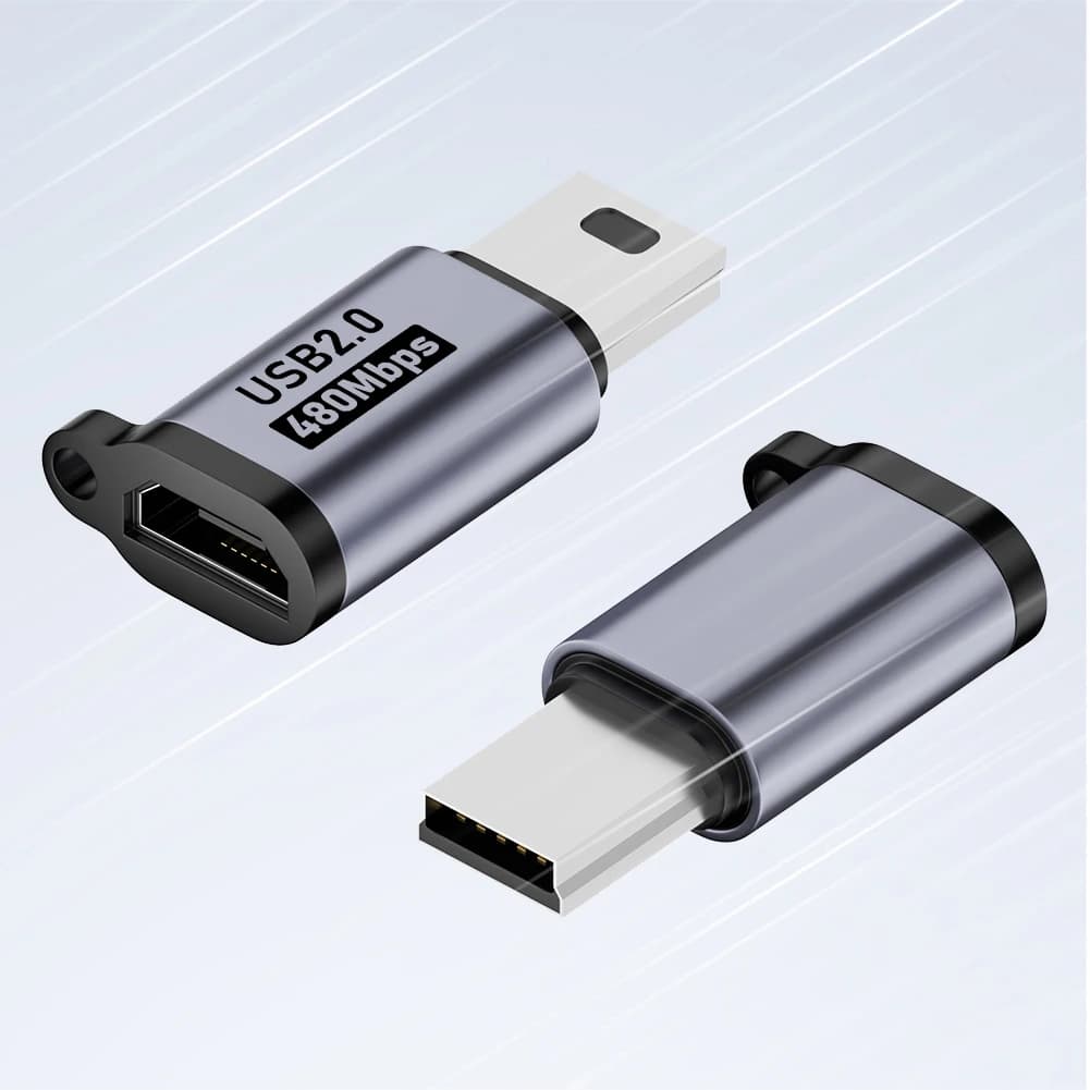 Adattatore da Micro USB femmina a Mini USB maschio da 2 pezzi, 480 Mbps, connettore da Micro USB femmina a Type C/Mini USB 18W per telefono/tablet/PC