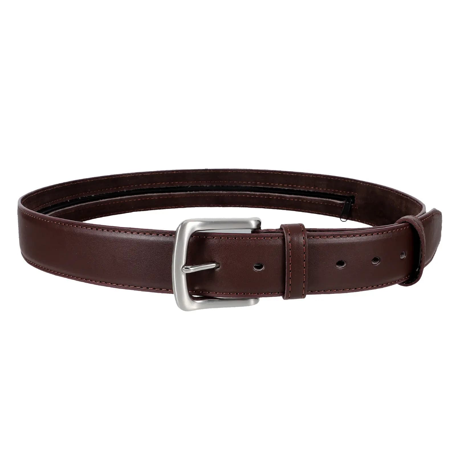 Pu Money For Men Women Hidden Zipper Pocket Travel Waistband Mens Money Belt Anti-Theft Wallet Brown Adjustable Belt