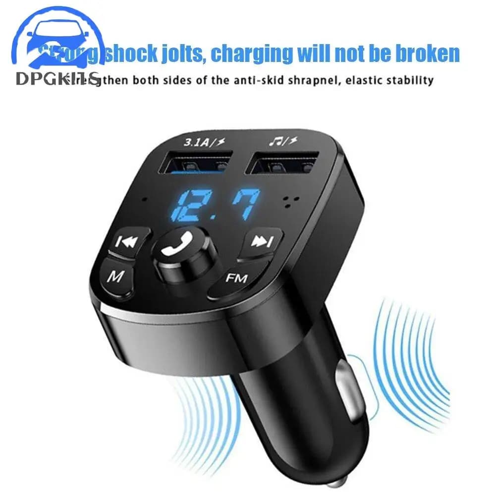 DPGKITS 1pc Adattatore trasmettitore FM wireless Bluetooth 5.0 per auto con caricatore USB PD 2 porte e AUX, accessori auto vivavoce