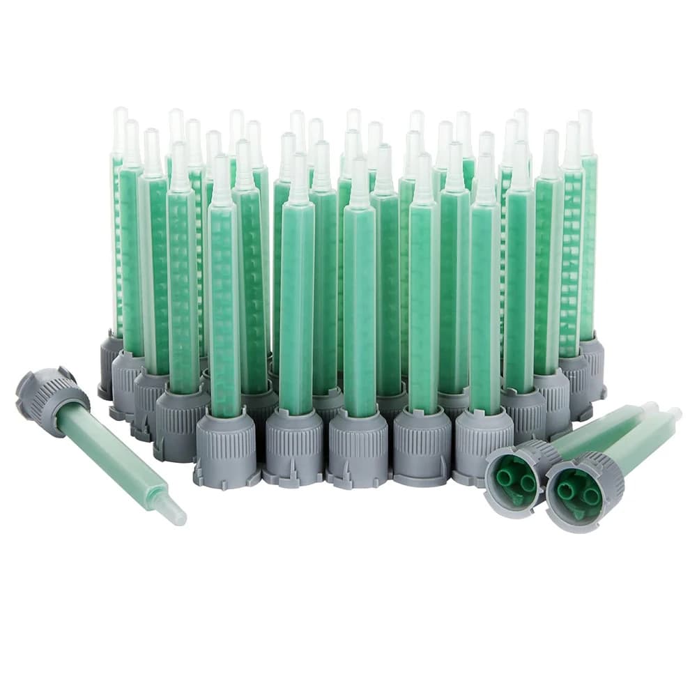 Punta per ugello di miscelazione epossidica da 50 pezzi/100 pezzi da 3,5 pollici per applicatore di pistola adesiva, punta di miscelazione in resina plastica per miscelatore statico 1:1 e 1:2