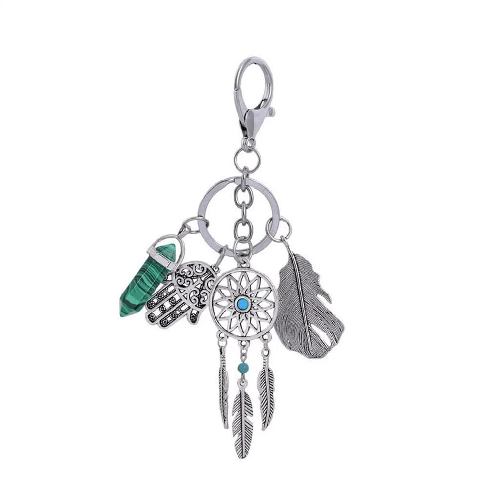 Dream catcher Keyring Bag Charm Fashion Boho Jewelry Keychain Opal Stone for Women Metal Keyring