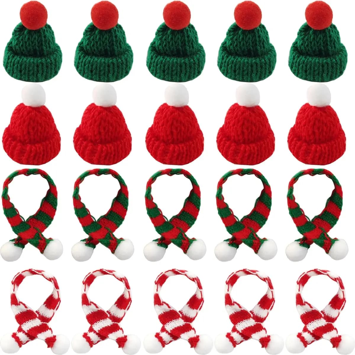 12/24 pieces mini knitted hat mini Christmas scarf set mini Santa Claus hats for crafts mini Christmas decorations tree ornaments