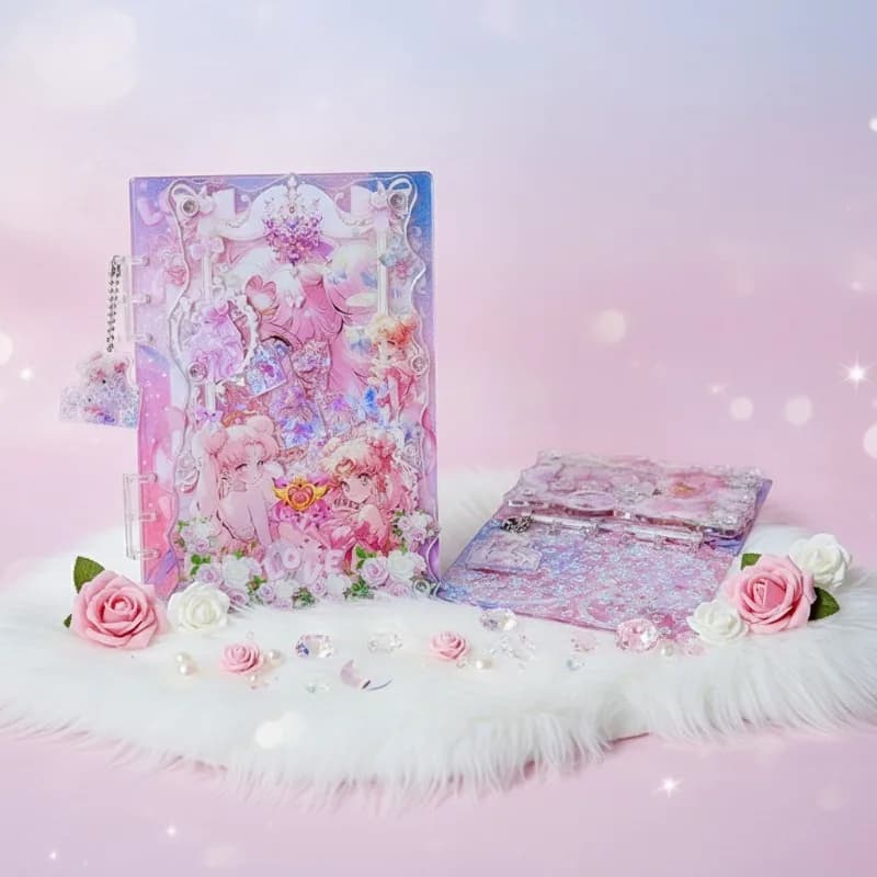 Acrylic Shaker Book A5 A7 Beautiful Girl Anime Handbook Diary Sketch Loose-Leaf Book Student Cute Stationery Friend Kawaii Gift