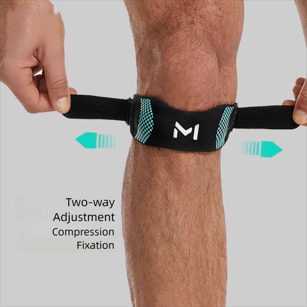 Ginocchiera a compressione con cinturino per rotula, traspirante, regolabile, supporto per rotula, fascia ammortizzante e compressiva per ginocchio