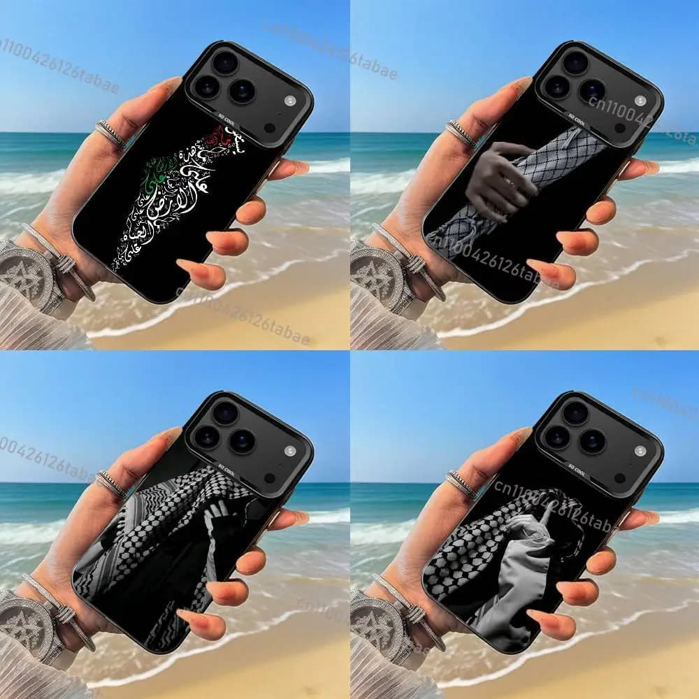 Keffiyeh-P-PalestinS-Hattah Flag Phone Case IMD For IPhone 17,16,15,14,13,12,11 Pro Max Plus Color Silver Black Cover