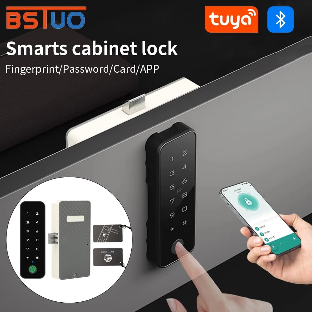 Tuya Smart Fingerprint Lock Serratura elettrica biometrica per cassetti Impronta digitale Tuya APP Sblocca serratura intelligente per armadietto a cassetti