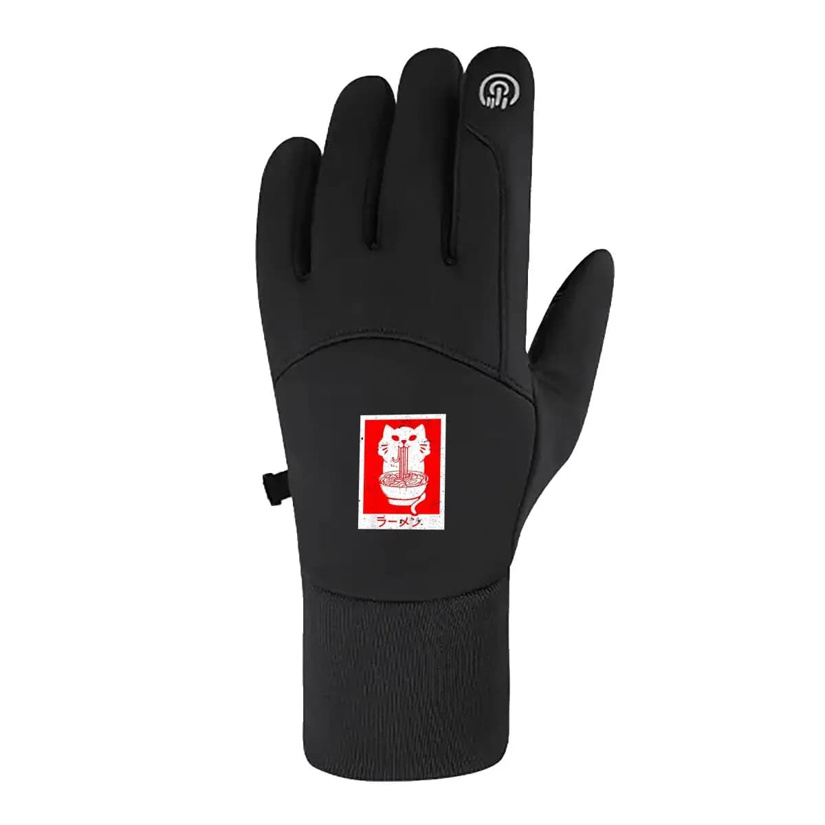 Gatto che mangia Ramen Design Guanti invernali comodi per ciclismo, corsa, uso quotidiano