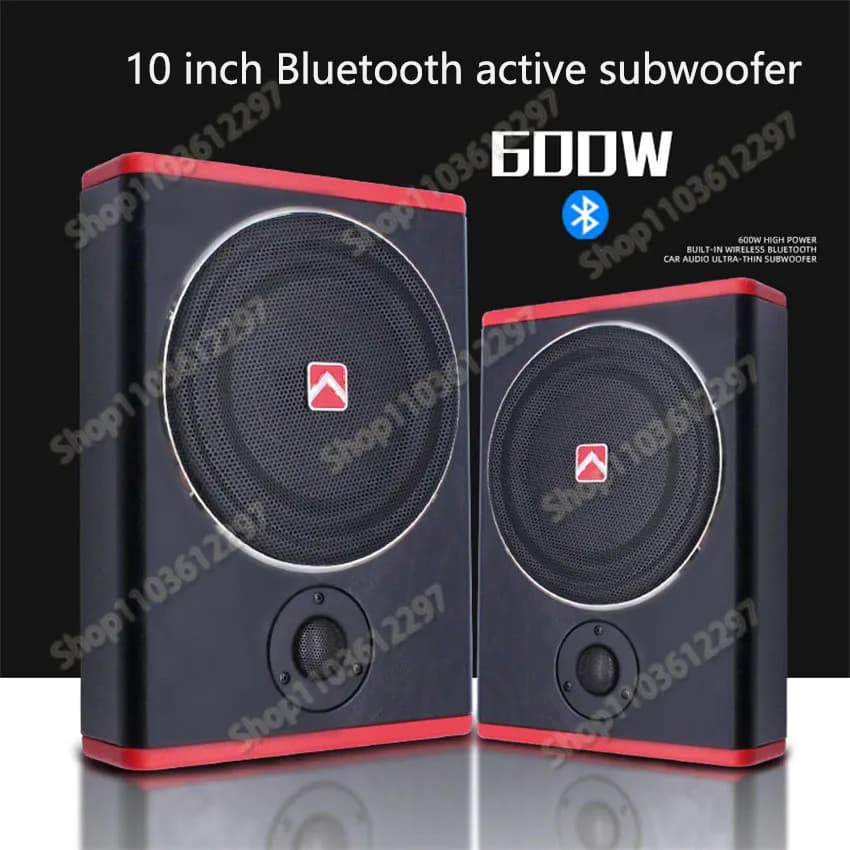 Nuovo Altoparlante Attivo per Auto da 12V ad Alta Potenza con Bluetooth, Subwoofer Ultra-sottile da 10 Pollici 600W