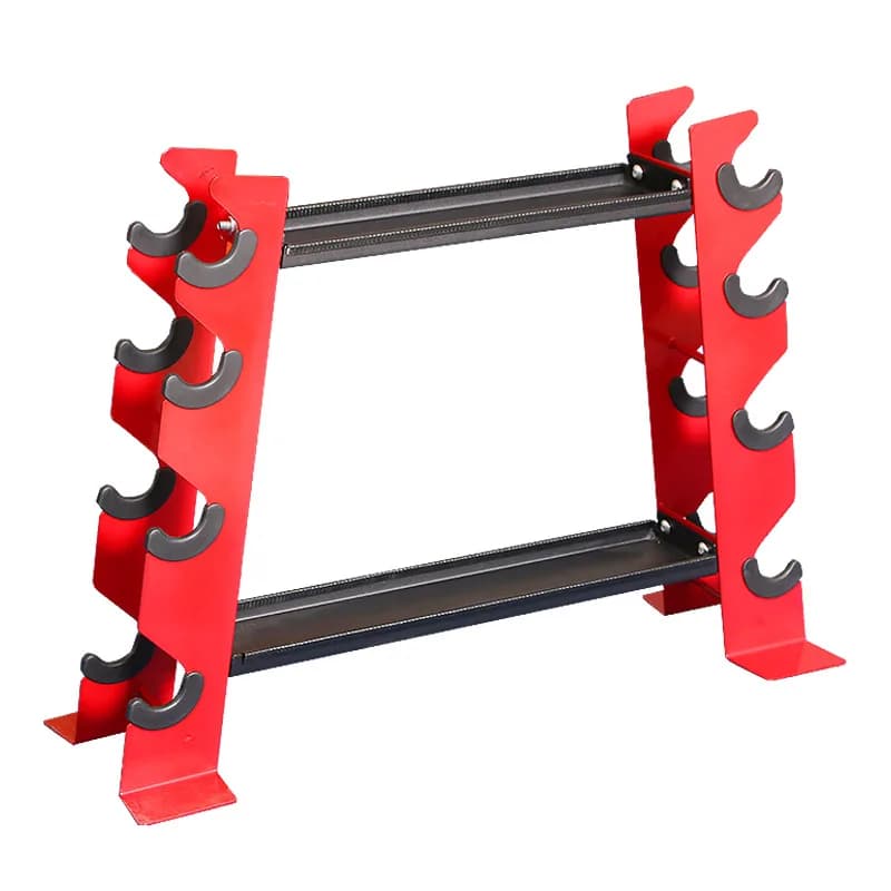 Household multi-functional serrated dumbbell rack, kettlebell rack, hexagonal round head A-shaped 6-pair storage, foldable