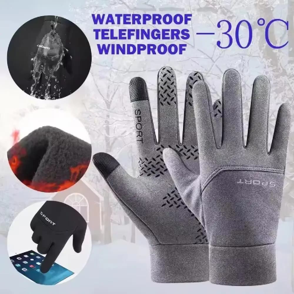 Men's and women's hot gloves with autumn and winter touchscreen Windproof and cold-resistant cycling gloves for outdoor sports in plush
