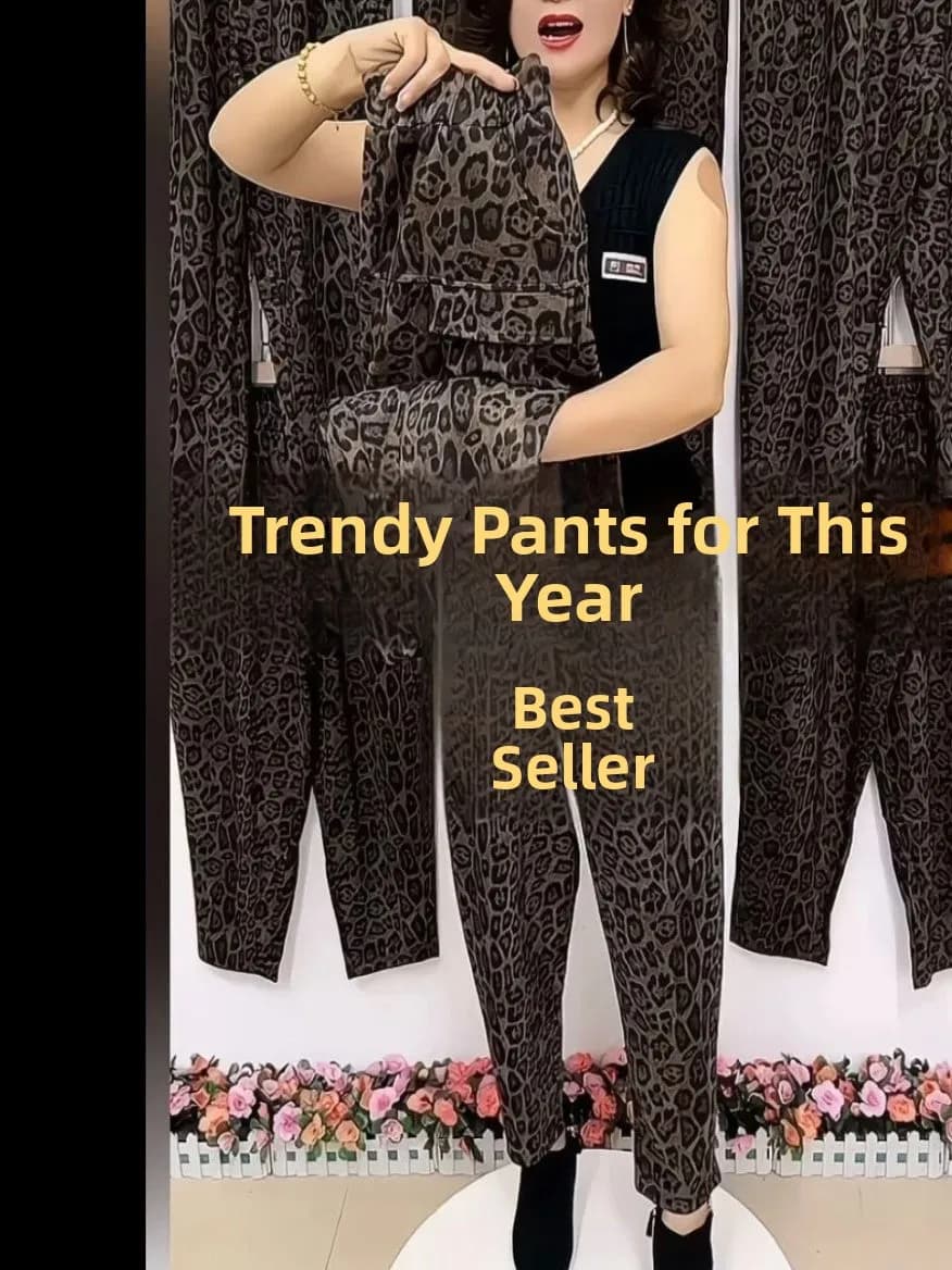 Women's Fashion Harlan Pants Plus Sizes, Casual Pile Pants Often for Mom, Autumn Winter, Big Sizes, Modeling Effect