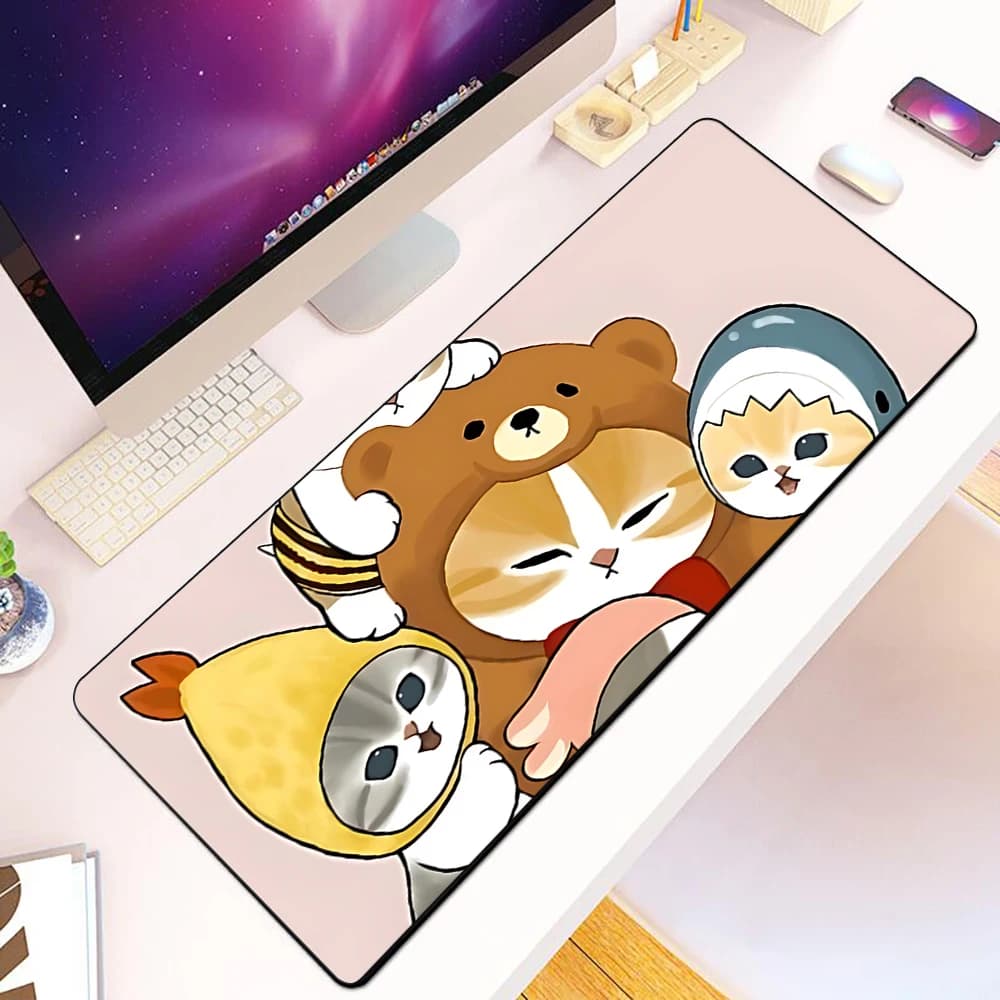 Cute Cat Mofusands Mousepad HD Printing Computer Gamers blocking Edge tappetino per Mouse antiscivolo tastiera muslimah PC Desk Pad
