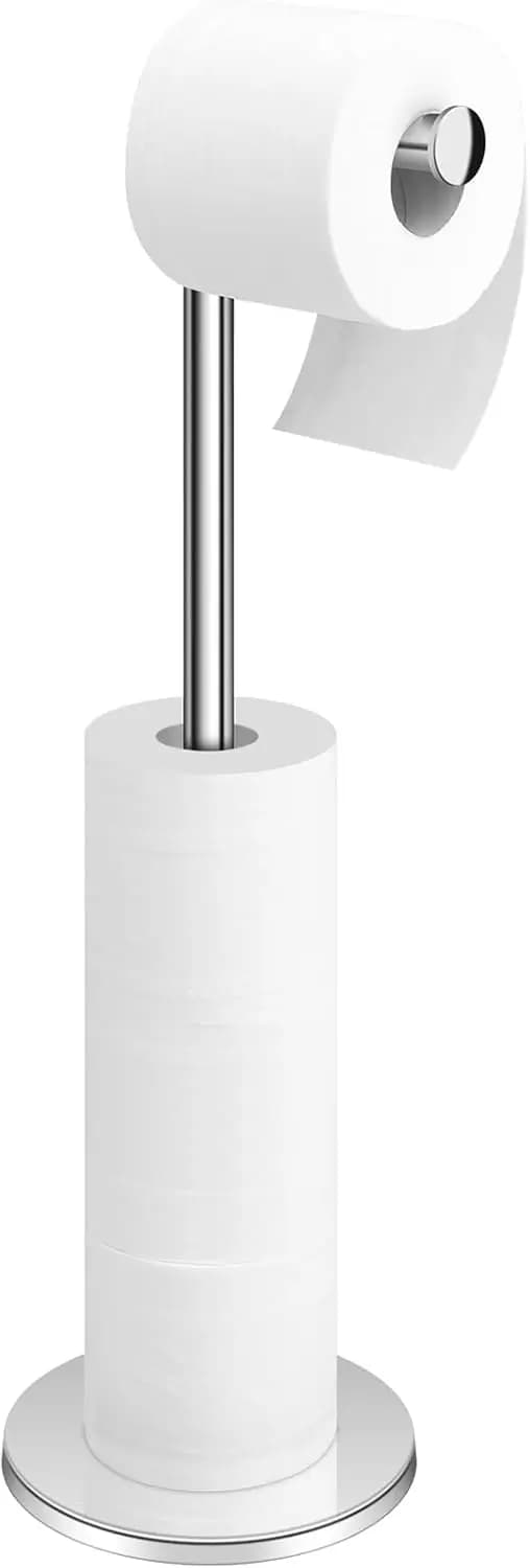 Portarotolo per Carta Igienica in Acciaio Inox con Supporto per 4 Rotoli, Organizzatore per Rotoli di Carta da Bagno in Argento