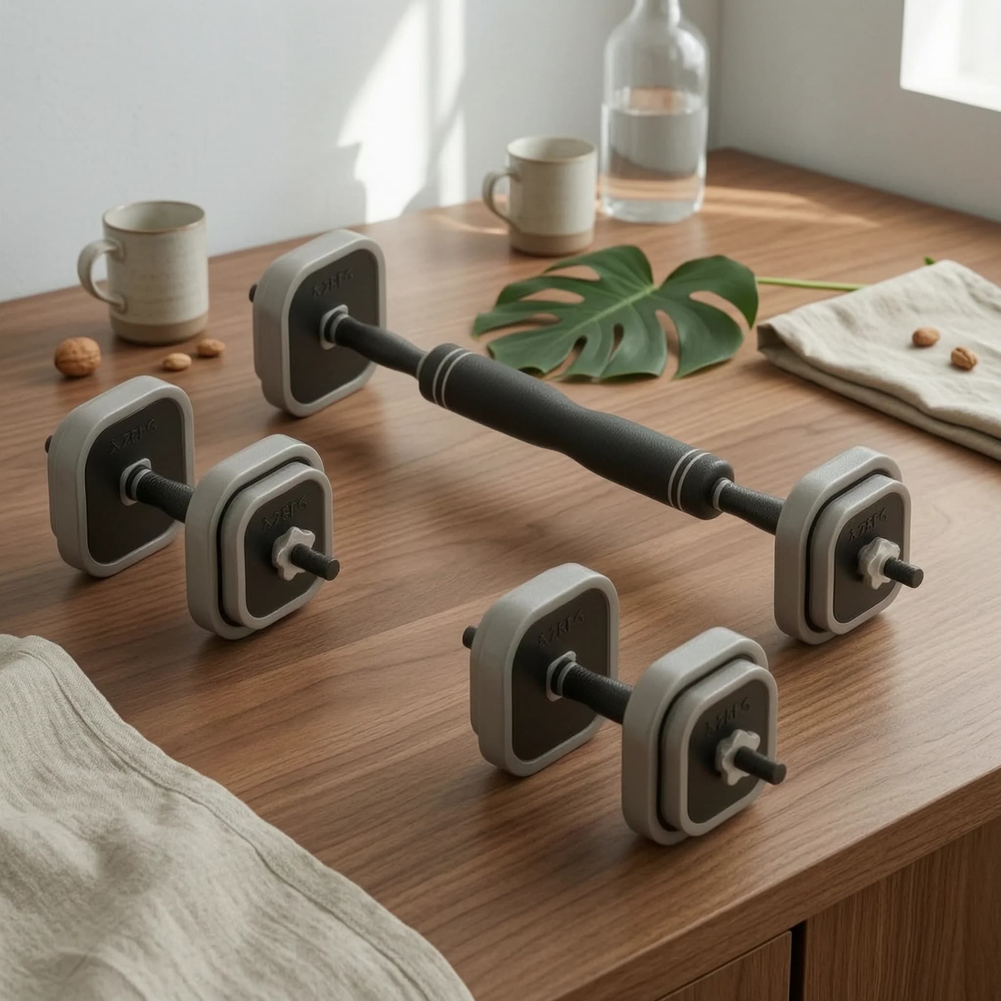 Adjustable Dumbbell with Square Plates Anti-Roll Weight Set with Handles Dumbbell with Connector Non-Slip Weights Easy to Use