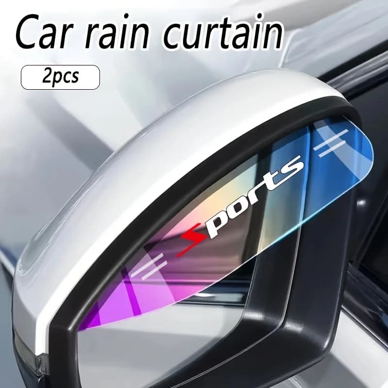 2pcs Flexible PVC Rearview Mirror Rain Curtain And Rainproof Blade, Seven Color Transparent Car Back Rain Eyebrow Cover