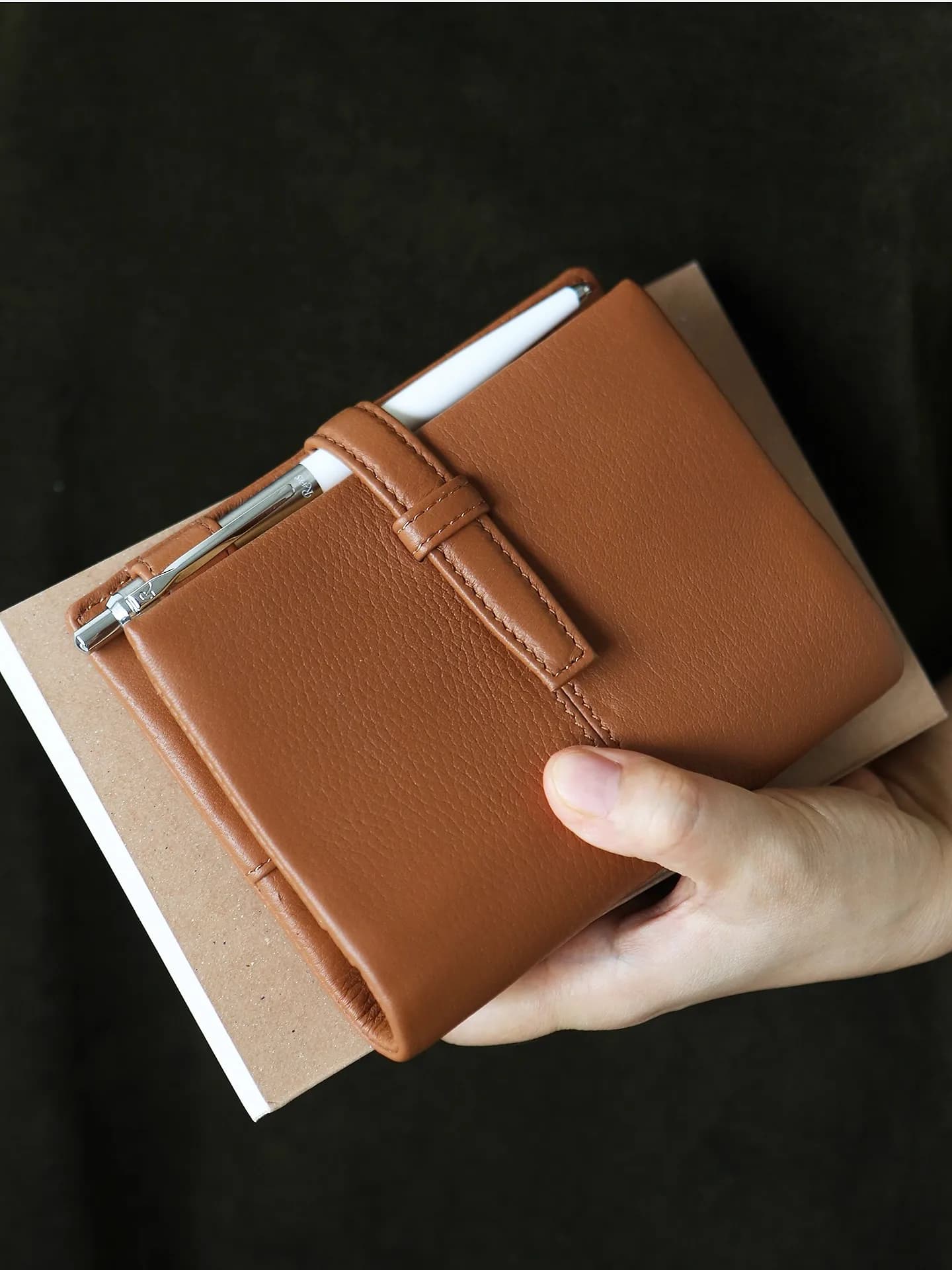 2026 A7 Ring Planner Top-Grain Leather golden brown Notebook Binder Diary Journaling Supplies Stationery organizer