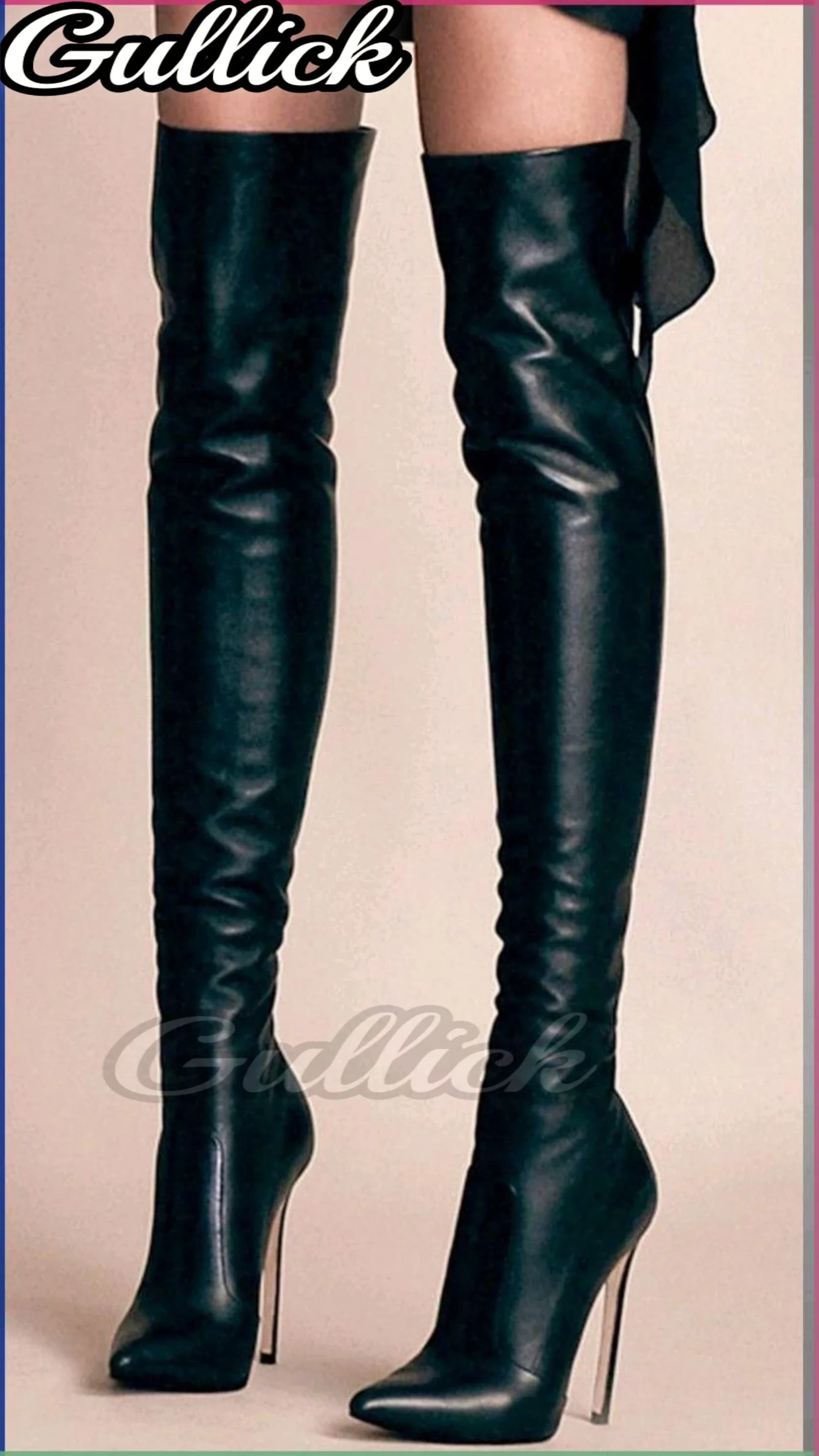 Stivali in pelle nera Punta a punta Botas Donna Scarpe firmate di lusso Autunno Inverno 2025 Stivaletti sopra il ginocchio Stiletto Zapatos Nuovo