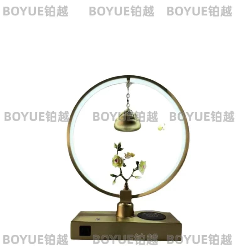 Pure Copper Enamel Zen Incense Burner Backflow Aromatherapy Diffuser Creative Living Room Decor Wireless Charging Desk Lamp