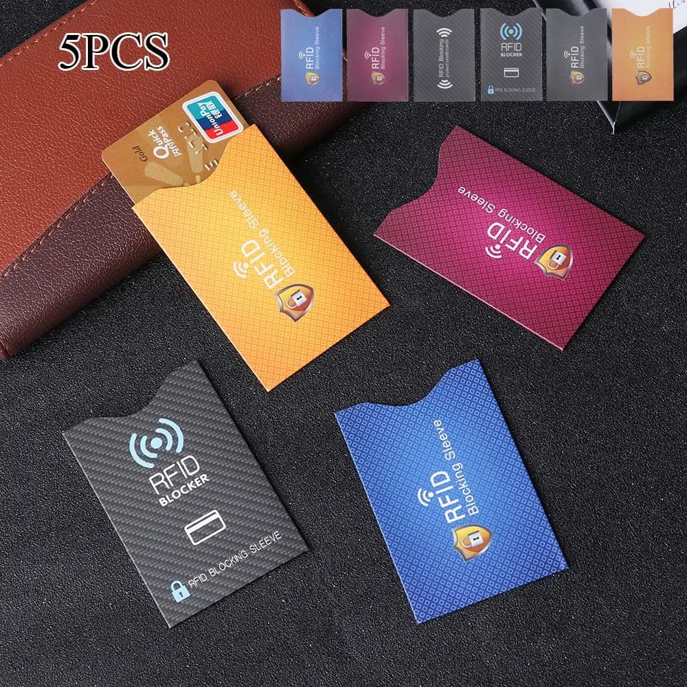 5 pezzi antifurto per protezione per carta di credito RFID custodia per porta carte con blocco custodia protettiva per carta bancaria nuova
