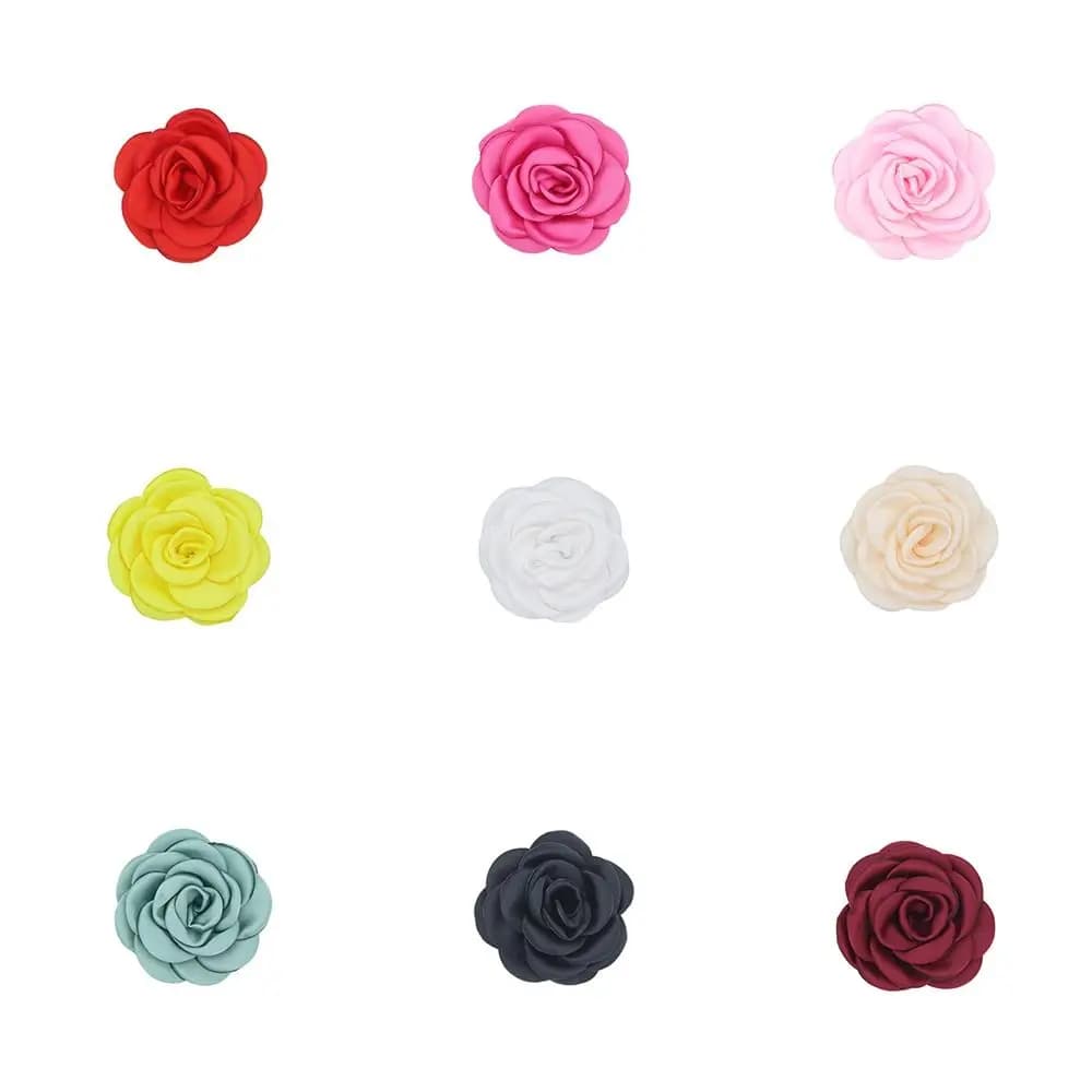 Summer Satin Rose Fabric Artificial Flower Camellia Flower Handmade Dress Decoration 6cm DIY Hair Accessory Luggage Accessory