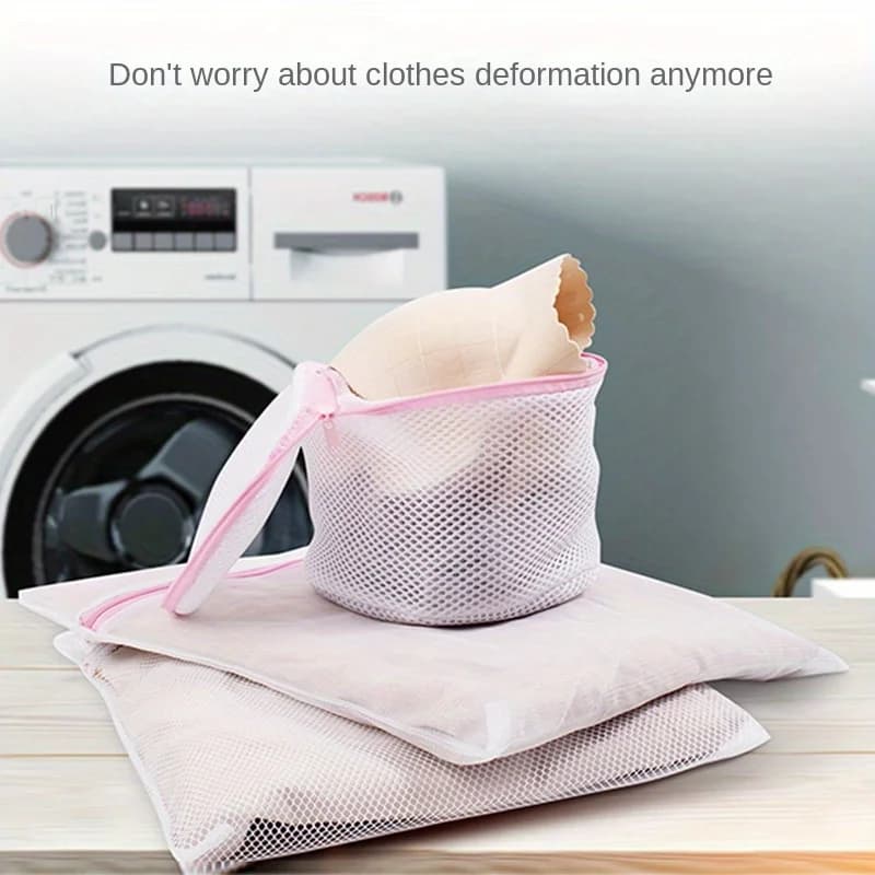 Set of 4 mesh linen bags with hinges - Protective washing for delicate, underwear and clothes - Perfect for washing machines
