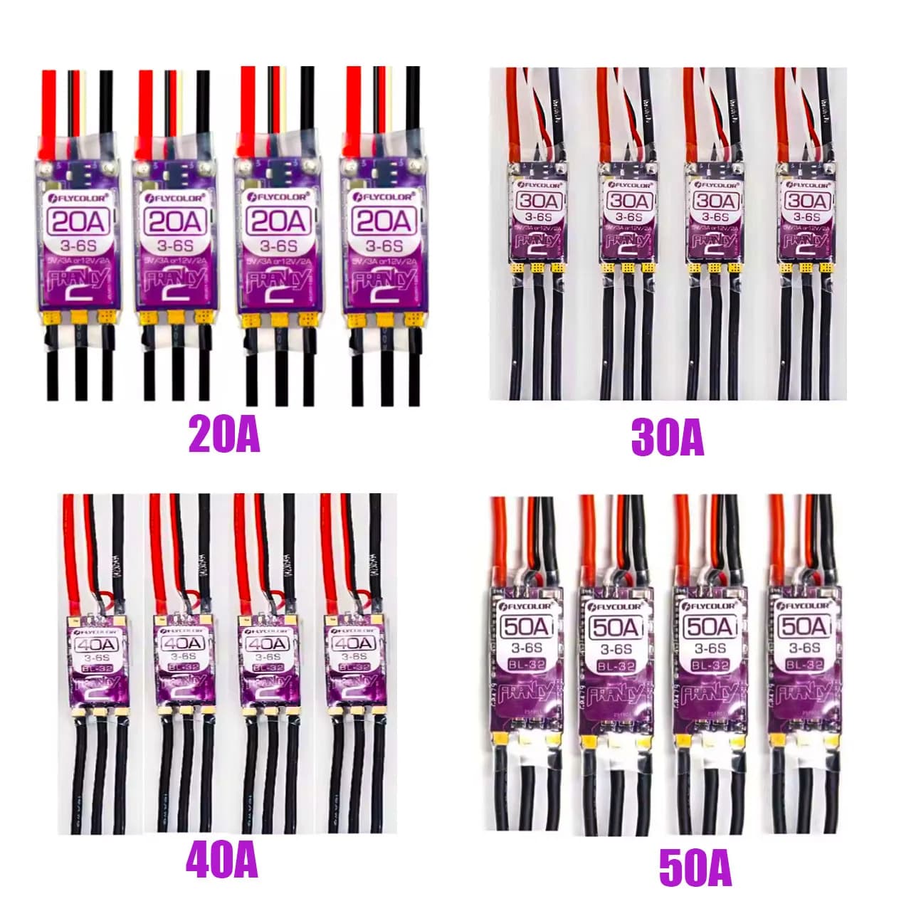 ESC Brushless FLYCOLOR BLHeli-32 Dshot 20A 30A 40A 50A con Doppio BEC 5V/3A 12V/2A per Droni RC