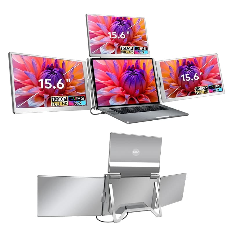 2026 New 3 Screen Displays Quad Monitor,15.6" Laptop Portable Monitor Compatible with 12-18.5 Inch Wins/Mac(M1 M2 M3 M4)
