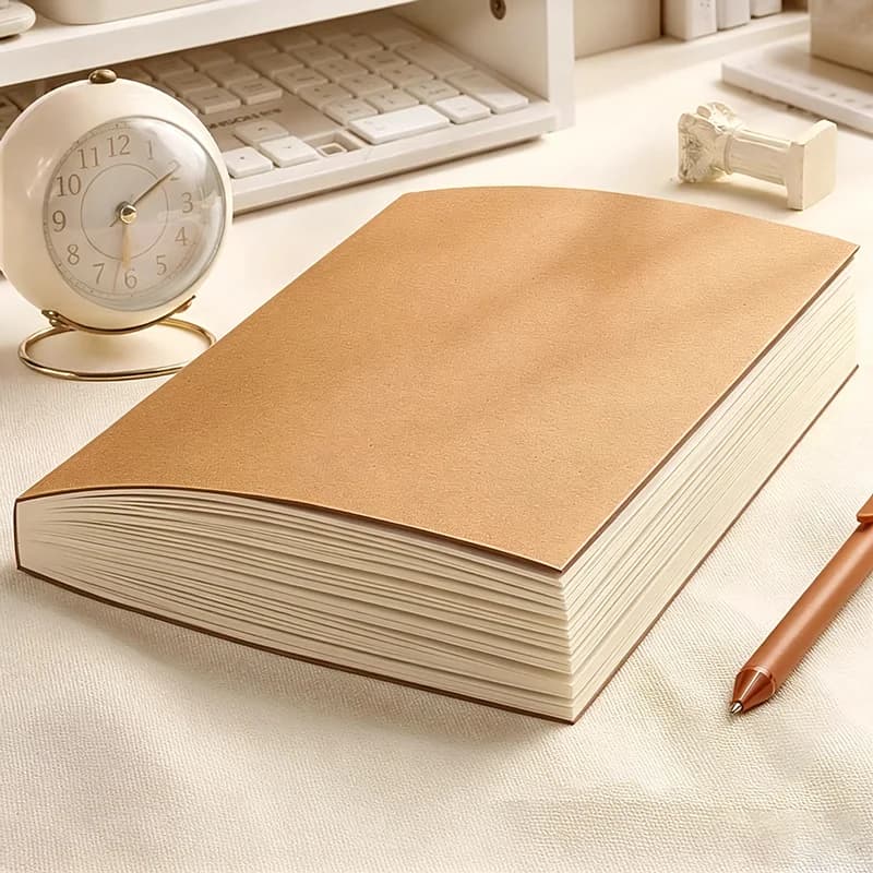 A5/B5 Kraft Paper Cover Notebook,Extra Thick 200 Sheets/Book,Blank Pages,Free Stickers,Office Study Notes Supplies CS-079